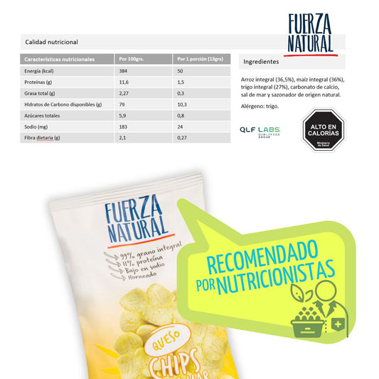 Chips Fuerza Natural Sal de Mar Sabor Queso 13g - Horneados