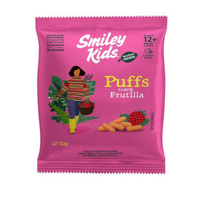 Cereal Puffs Smiley Kids Sabor Frutilla 12g - Snack Bebé Sin Gluten
