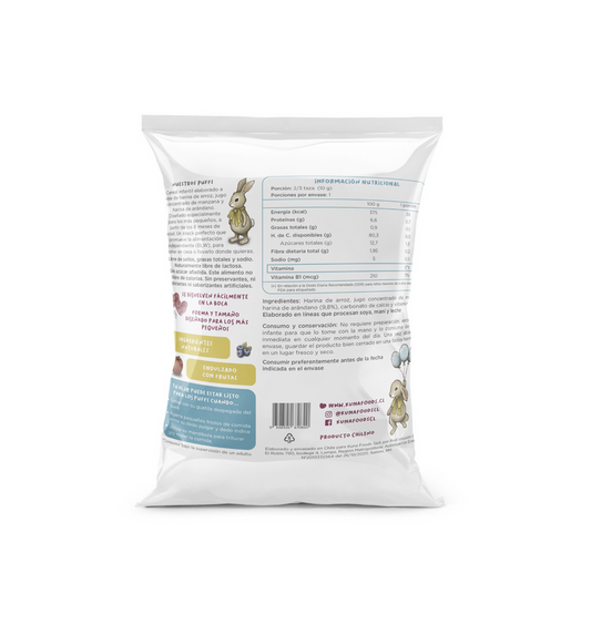 Cereal Puffs Kuna Foods Manzana Arándano 10g - Sin Gluten