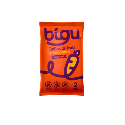 Rollo de Fruta Bigu Snack Zanahoria 25g - Vegano
