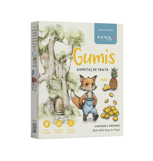 Gomitas de Fruta Gumis Piña Kuna Foods 16g - Snack Natural