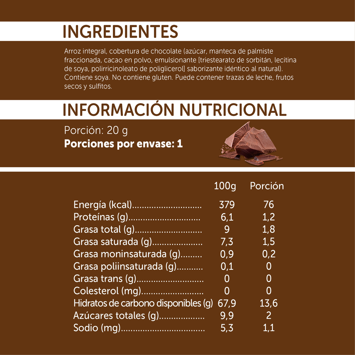 Galletas de Arroz con Chocolate Mizos 25g - Sin Gluten