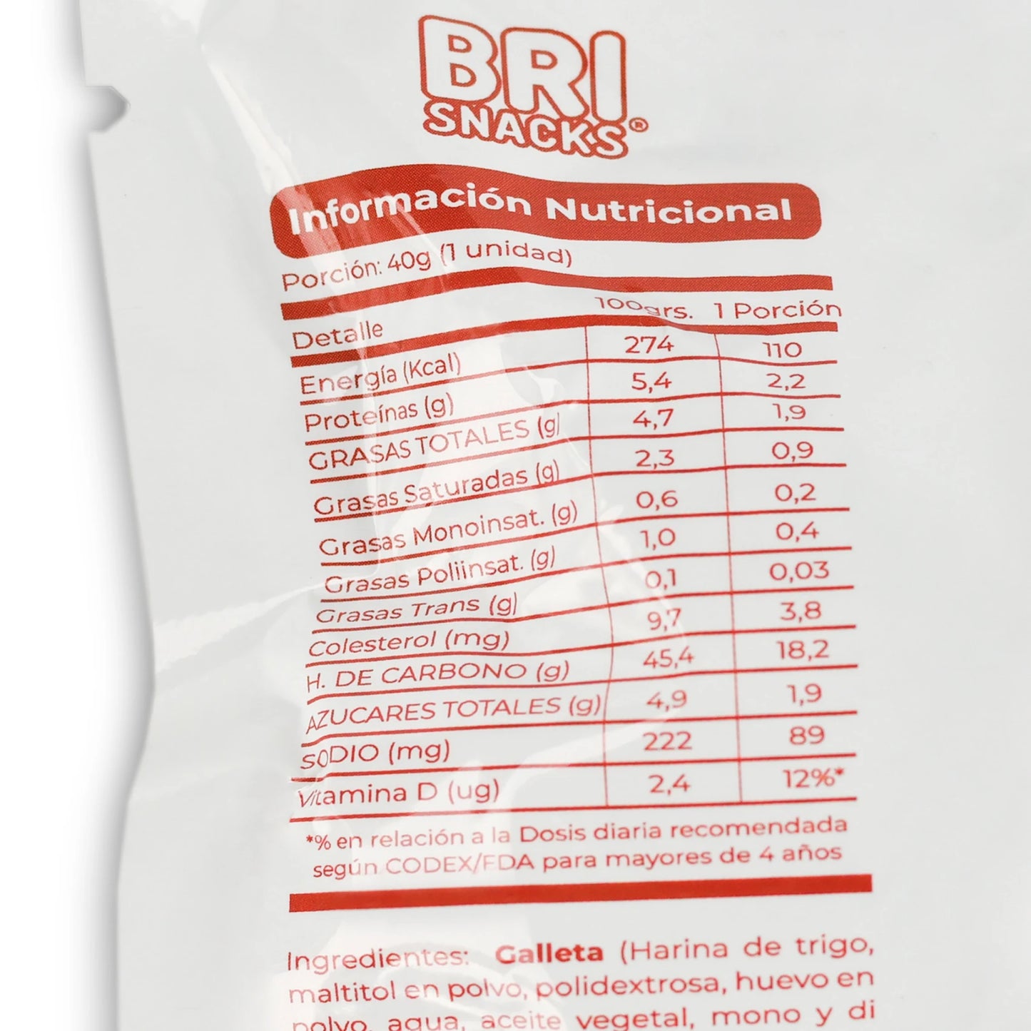 Alfajor Bañado Brisnack Manjar Chocolate Sin Azúcar 40g