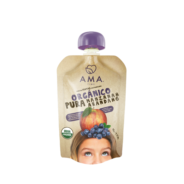 Compota Ama Time Puré Manzana Arándano 90g - Antioxidante