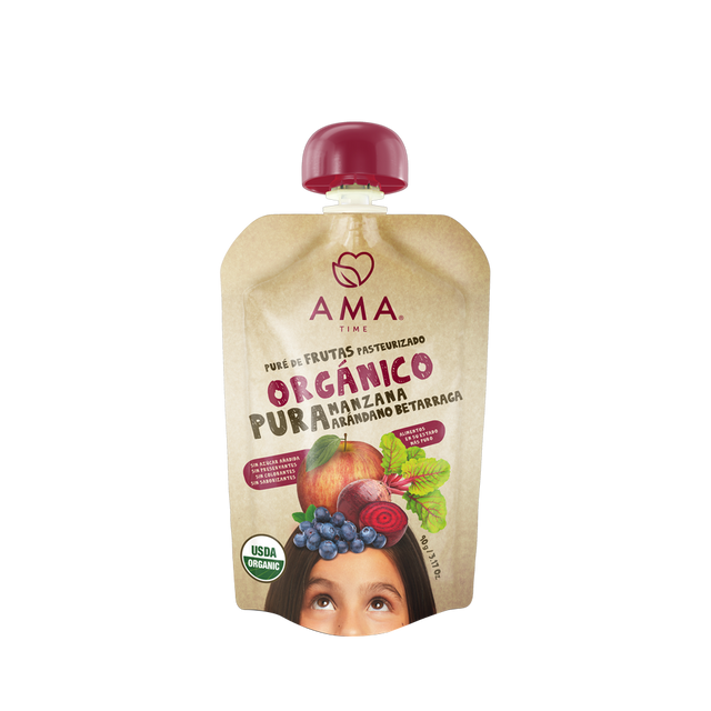 Compota Ama Time Puré Manzana Arándano Betarraga 90g