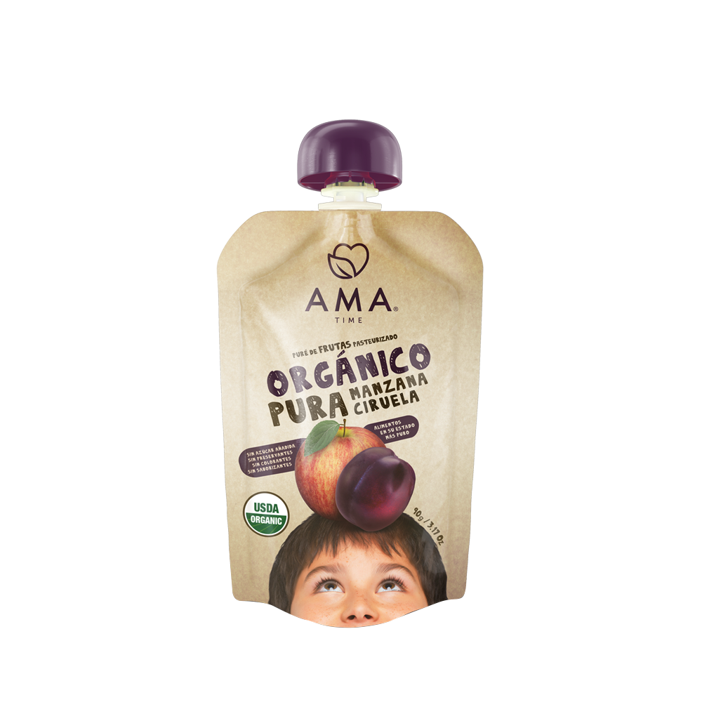 Compota Ama Time Puré Manzana y Ciruela 90g - Pouch Orgánico