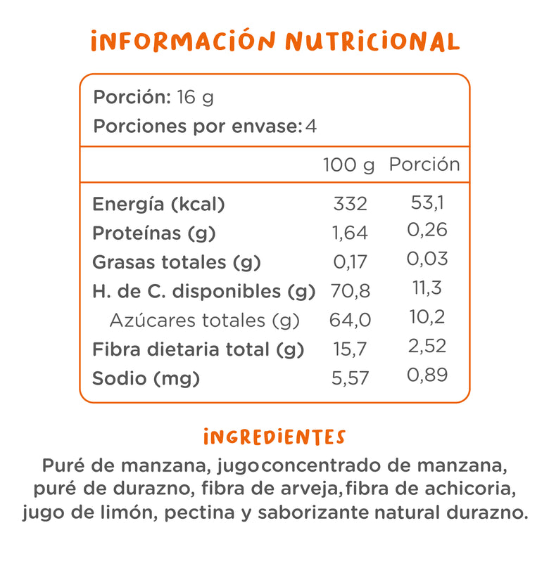 Gomitas de Fruta Gumis Durazno Kuna Foods 16g - Sin Azúcar