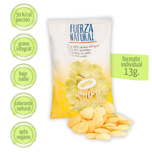 Chips Fuerza Natural Sal de Mar Sabor Queso 13g - Horneados