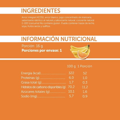 Mini Galletas de Arroz Naranja Plátano Mizos 16g - Sin Sellos