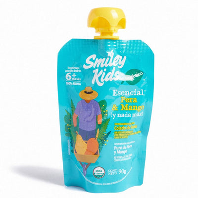 Compota Smiley Kids Pera y Mango 90g - Puré de Fruta Orgánica