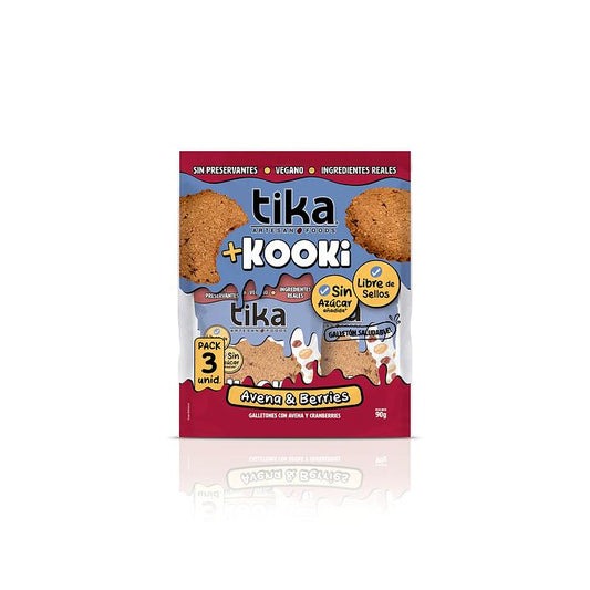 Galletas Tika Kooki Avena y Berries Pack 90g - Veganas