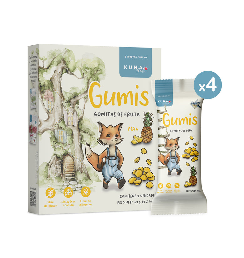 Gomitas de Fruta Gumis Piña Kuna Foods 16g - Snack Natural