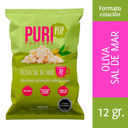 Cabritas Puripop Oliva y Sal de Mar 25g - Popcorn Saludable
