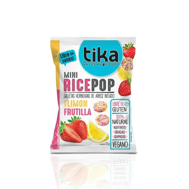 Galletas Mini Rice Pop Limón Frutilla Tika 15g - Vegano