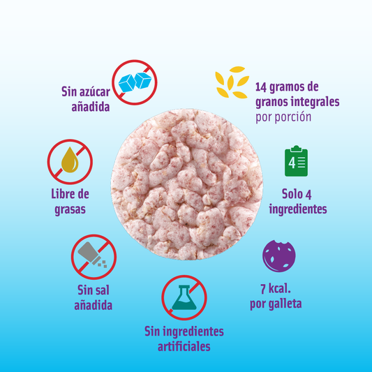 Mini Galletas de Arroz Arándano Mizos 16g - Colación Saludable