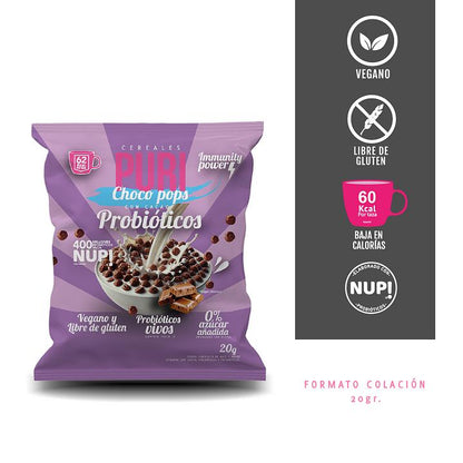 Cereal PuriCereal Choco Pops 20g - Colación Sin Azúcar
