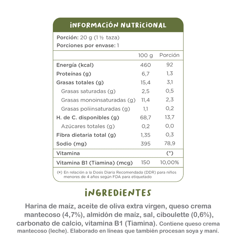 Snack Bombas Queso Crema Ciboulette Kuna Foods 20g - Horneado