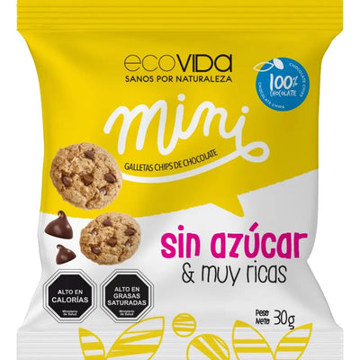 Mini Galletas Ecovida Choco Zero Azúcar 30g - Snack Saludable