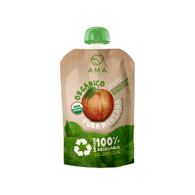 Compota Ama Time Puré de Manzana 90g - 100% Fruta Orgánica