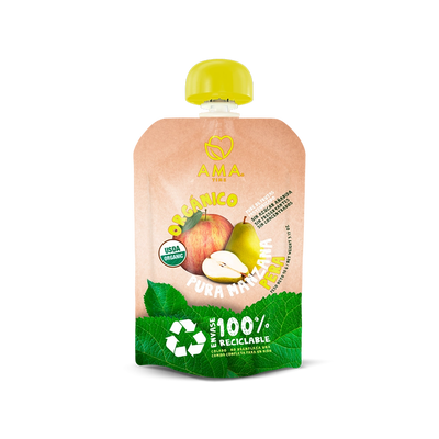 Compota Ama Time Puré Manzana y Pera 90g - Colación Saludable