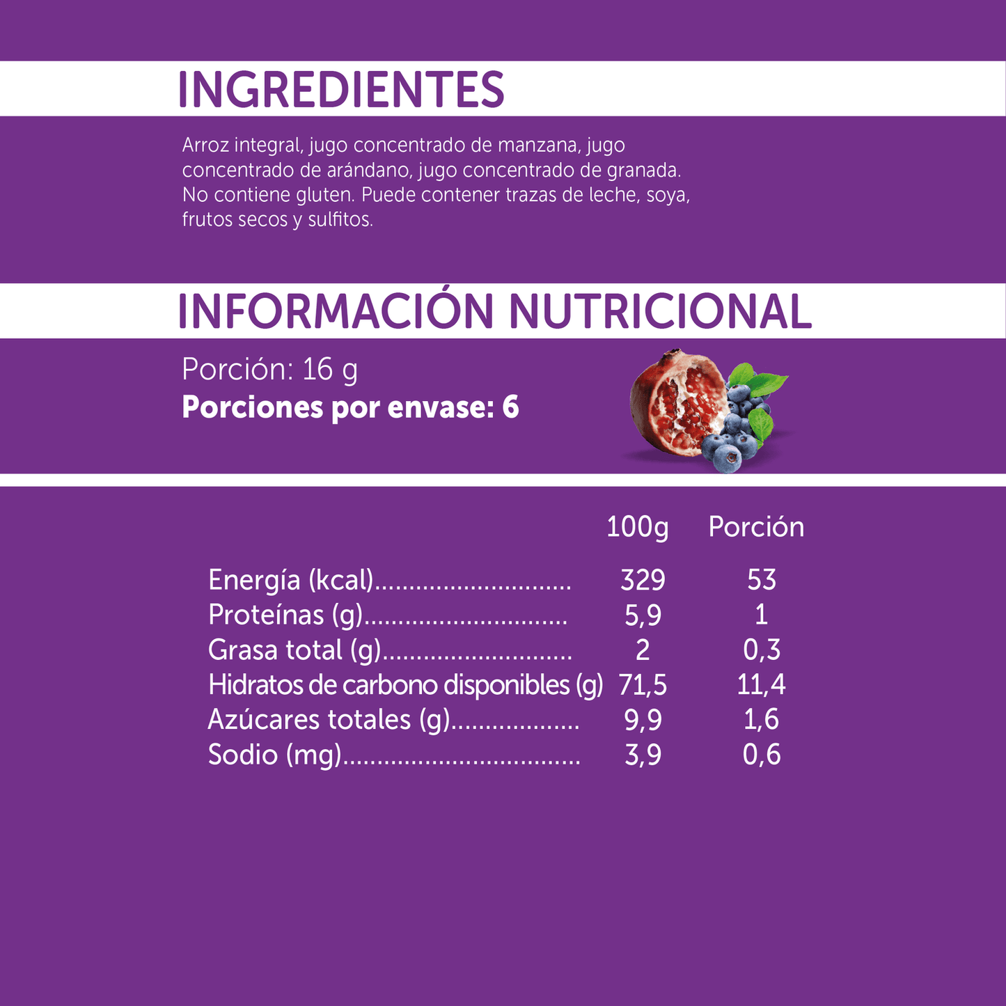 Mini Galletas de Arroz Arándano Mizos 16g - Colación Saludable