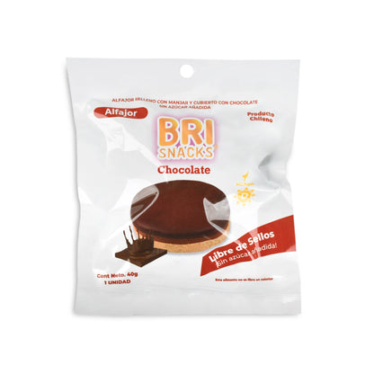 Alfajor Bañado Brisnack Manjar Chocolate Sin Azúcar 40g