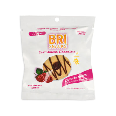 Alfajor Brisnack Frambuesa Bañado Chocolate Sin Azúcar 40g
