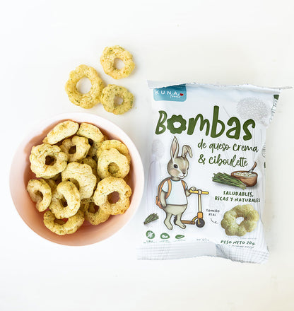 Snack Bombas Queso Crema Ciboulette Kuna Foods 20g - Horneado