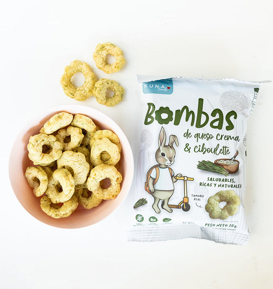 Snack Bombas Queso Crema Ciboulette Kuna Foods 20g - Horneado
