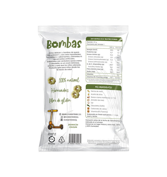 Snack Bombas Queso Crema Ciboulette Kuna Foods 20g - Horneado