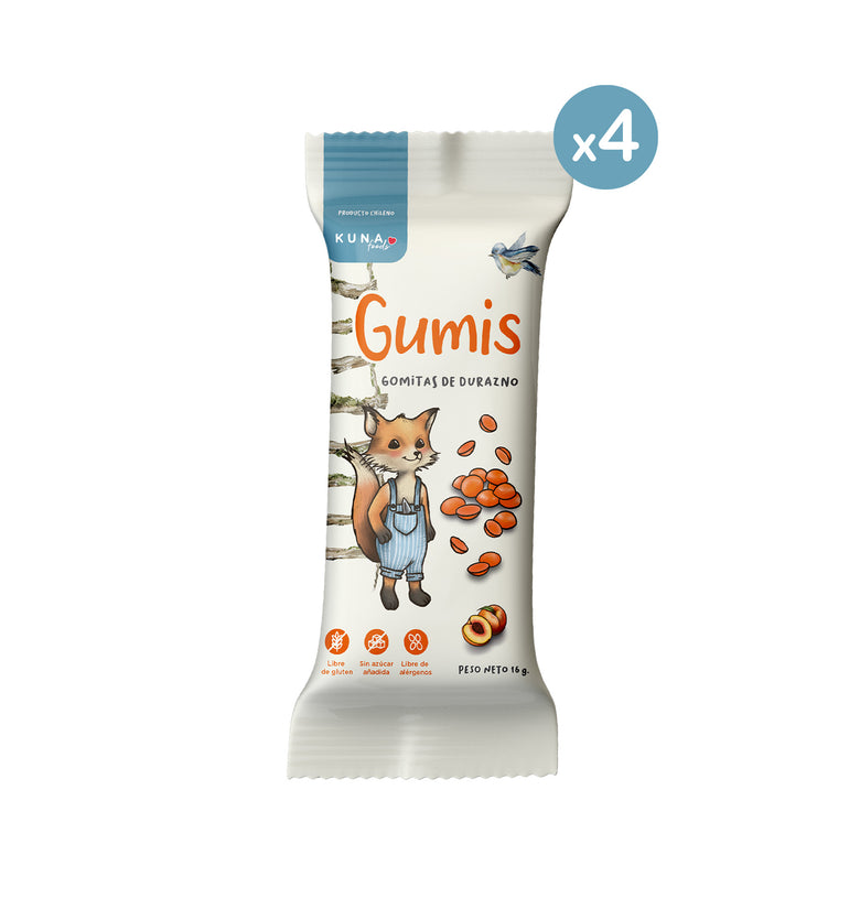 Gomitas de Fruta Gumis Durazno Kuna Foods 16g - Sin Azúcar