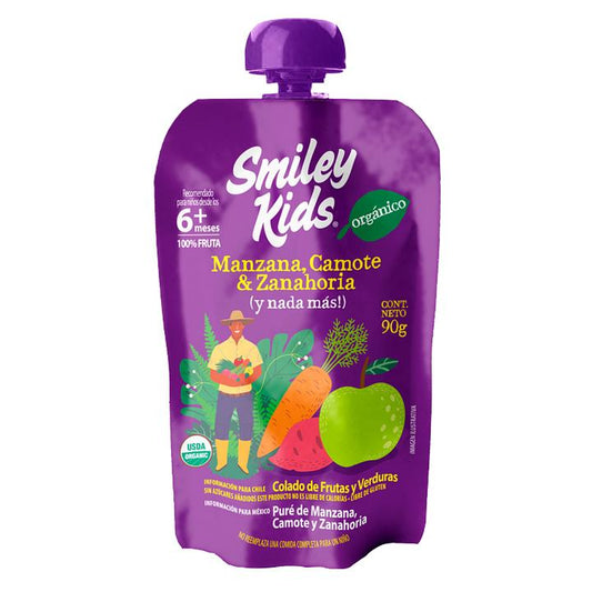 Compota Smiley Kids Manzana Camote Zanahoria 90g - Orgánica