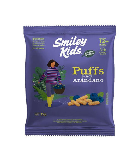 Cereal Puffs Smiley Kids Sabor Arándano 12g - Infantil Orgánico
