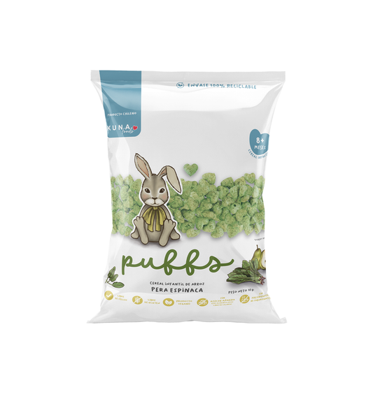 Cereal Puffs Kuna Foods Pera Espinaca 10g - Snack Saludable