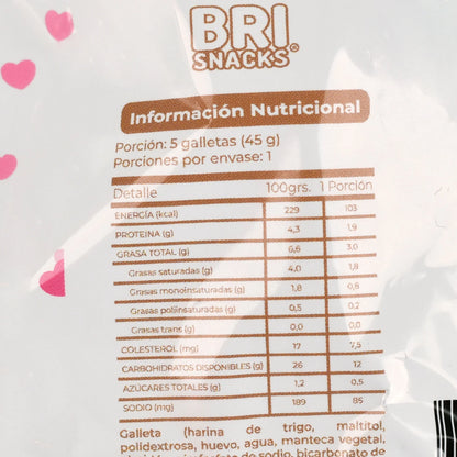 Galletas Brisnack Corazón Chocolate Sin Azúcar 45g
