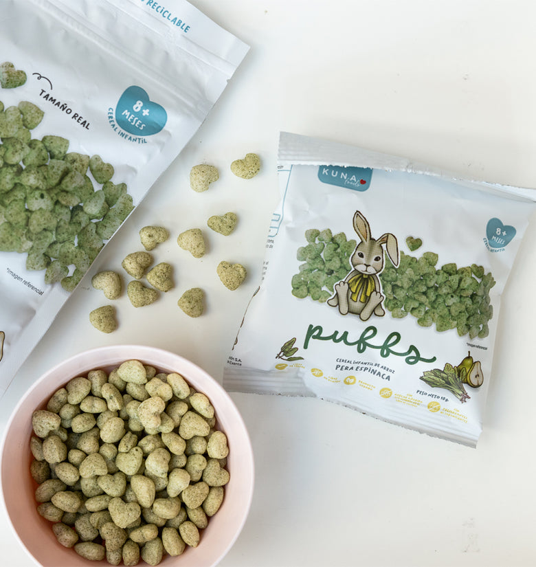 Cereal Puffs Kuna Foods Pera Espinaca 10g - Snack Saludable