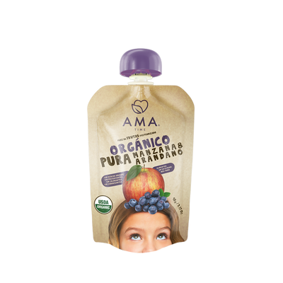 Compota Ama Time Puré Manzana Arándano 90g - Antioxidante