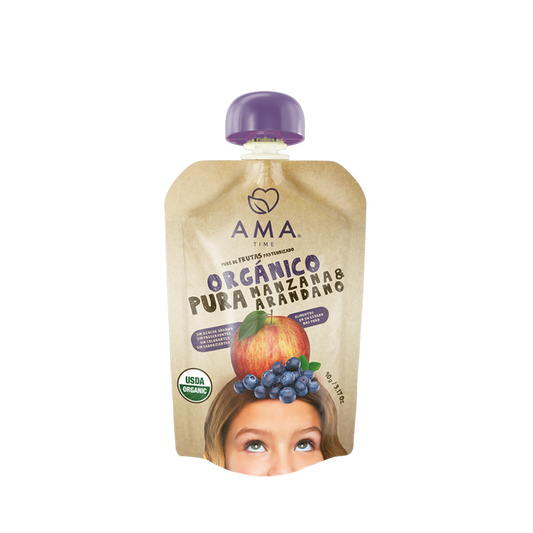 Compota Ama Time Puré Manzana Arándano 90g - Antioxidante