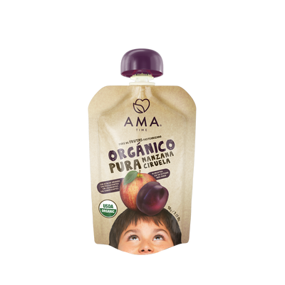 Compota Ama Time Puré Manzana y Ciruela 90g - Pouch Orgánico