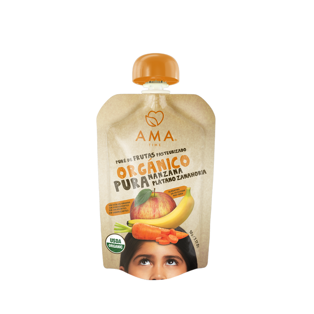 Compota Ama Time Puré Manzana Plátano Zanahoria 90g