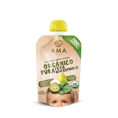Compota Ama Time Puré Kiwi y Espinaca 90g - Pouch Verde