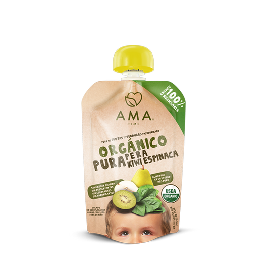 Compota Ama Time Puré Kiwi y Espinaca 90g - Pouch Verde