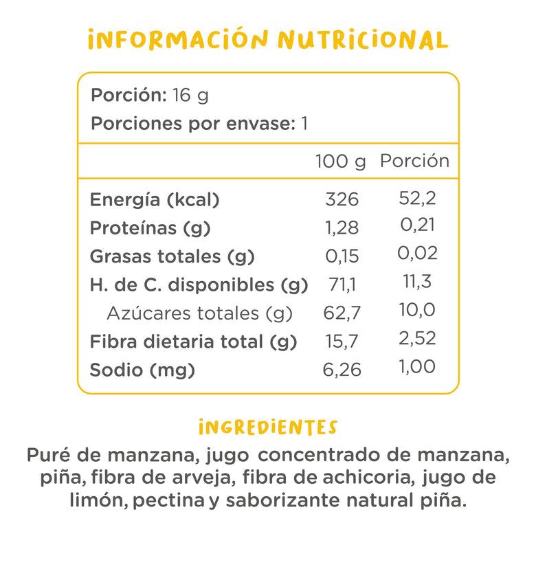 Gomitas de Fruta Gumis Piña Kuna Foods 16g - Snack Natural