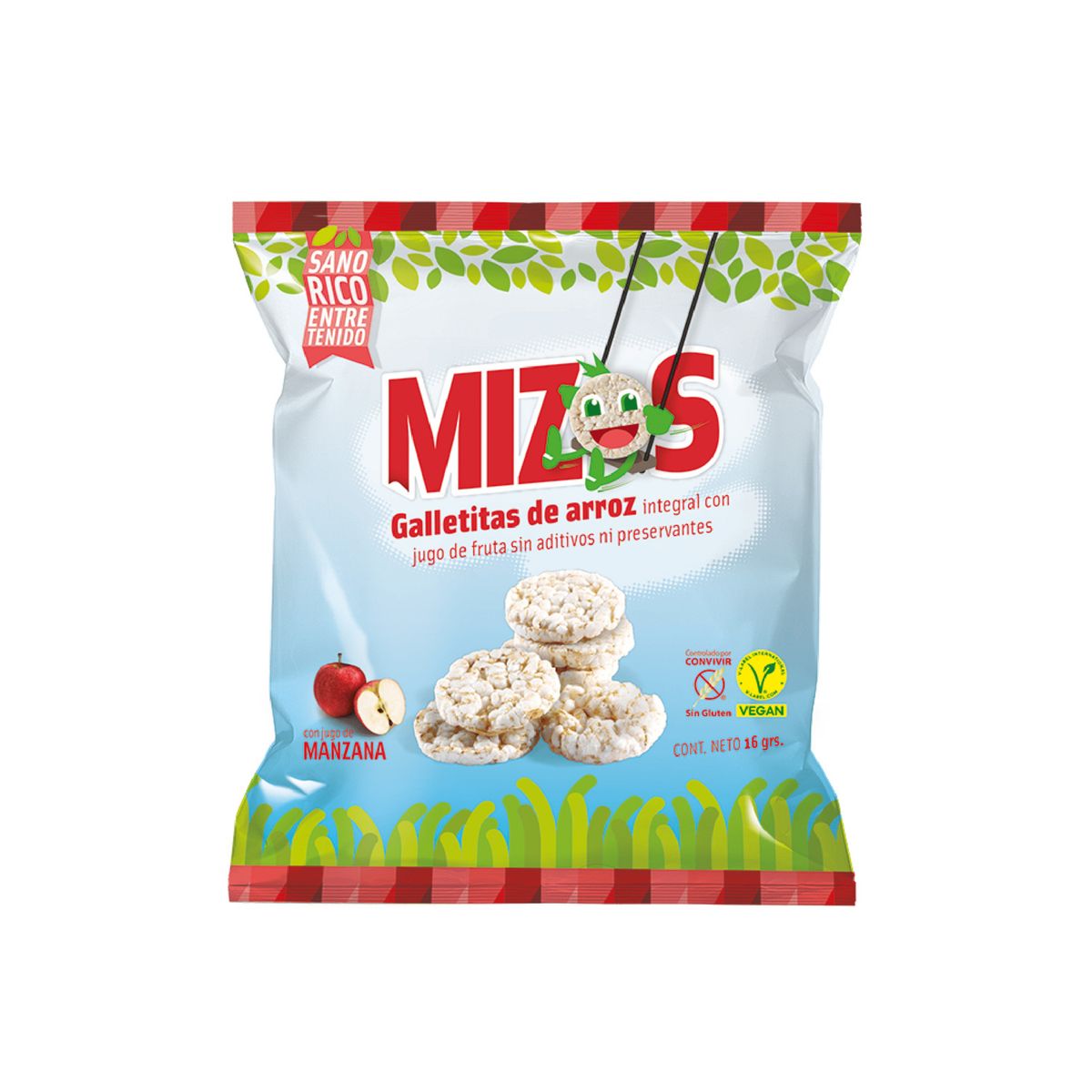 Galletas de Arroz Sabor Manzana Mizos 16g - Snack Ligero