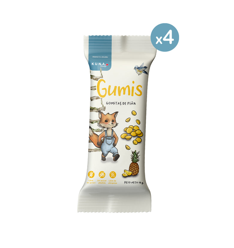 Gomitas de Fruta Gumis Piña Kuna Foods 16g - Snack Natural